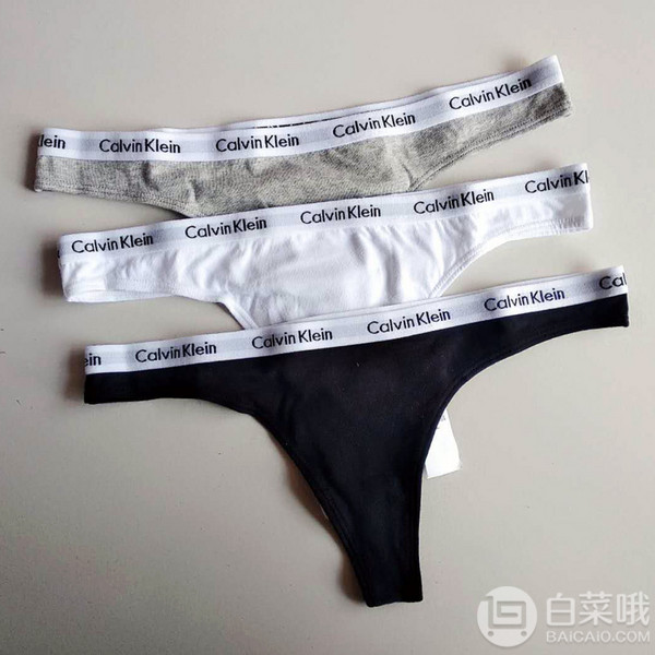 Calvin Klein 卡尔文·克莱恩 女士棉质丁字裤3条装 M码新低84元
