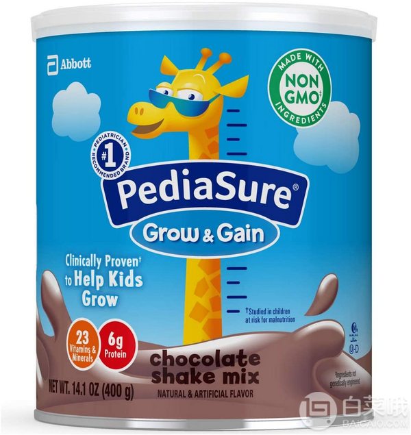 美国雅培 PediaSure 小安素助成长婴幼儿营养奶粉 巧克力味 400g*3罐205.31元