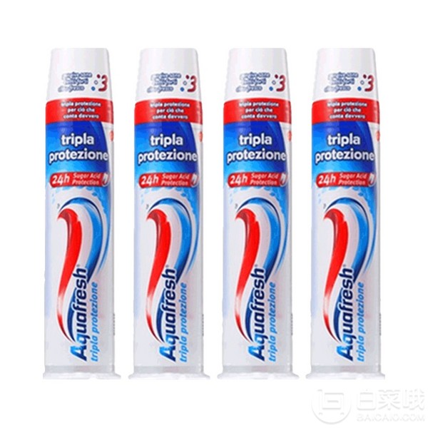 Aquafresh 真空按壓直立式三色立體牙膏100ml*4支裝45元