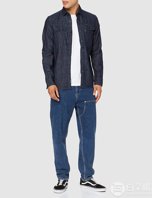 库存浅，S码 G-STAR RAW Citishield都市行者 男士长袖牛仔衬衫329.5元