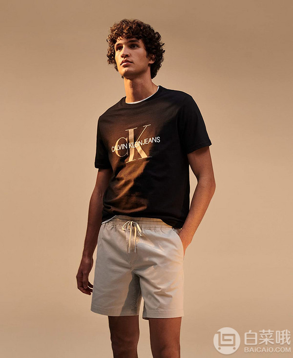 限L码，Calvin Klein 卡尔文·克莱恩 Monogram Logo 男士印花圆领T恤新低129.53元