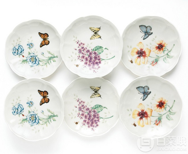 Lenox 伦诺克斯 Butterfly Meadow蝶舞芳草系列 骨瓷餐盘6件套301元