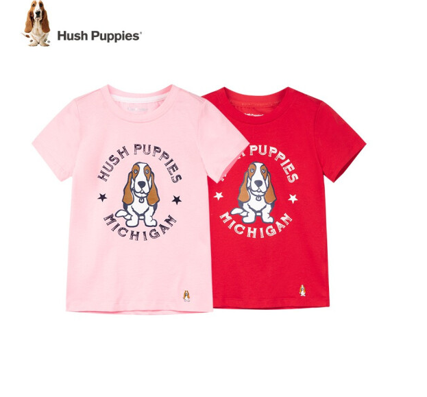 Hush Puppies 暇步士 2020夏装新款儿童纯棉短袖T恤（105~170码） 男女童多色新低44.9元包邮（需领券）