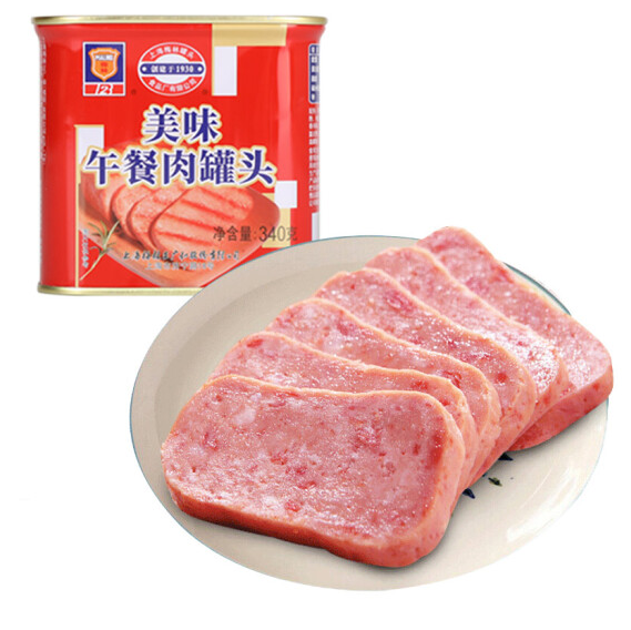 上海梅林 美味午餐肉罐头（红罐）340g *7件68.6元（合9.8元/盒）