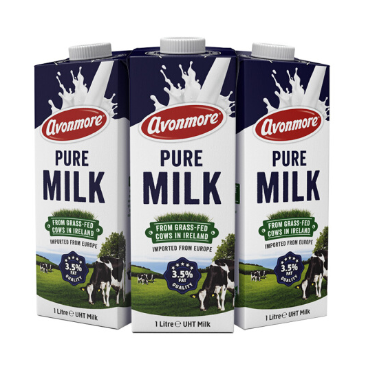 爱尔兰原装进口 AVONMORE 艾恩摩尔 全脂牛奶 1L*6盒 *4件159.04元（6.6元/L）