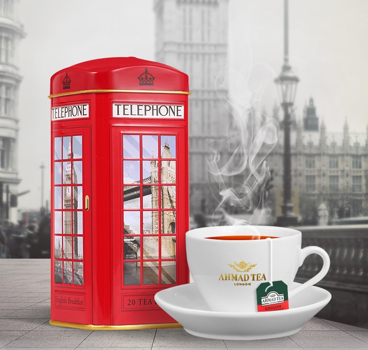 AHMAD TEA 英国亚曼 伦敦风情系列 电话亭存钱罐早餐红茶 2g*20包*3件+赠马克杯59.6元包邮（折19.87元/件）