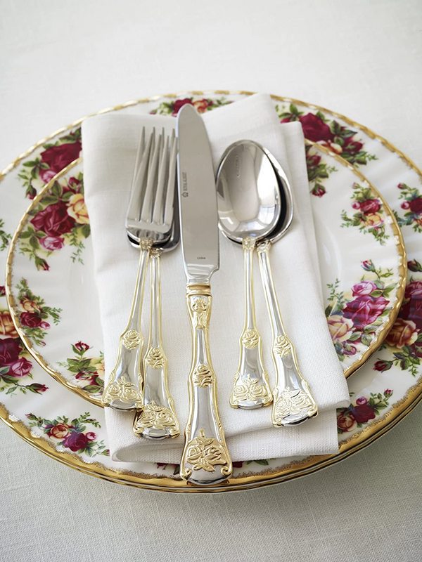 Royal Albert 皇家阿尔伯特 老镇玫瑰系列 复古金色刀叉勺餐具20件套460.82元