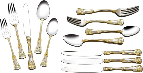 Royal Albert 皇家阿尔伯特 老镇玫瑰系列 复古金色刀叉勺餐具20件套460.82元