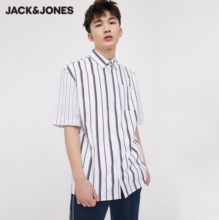 Jack Jones 杰克琼斯 男士条纹短袖衬衫 2色79.9元包邮（需领券）