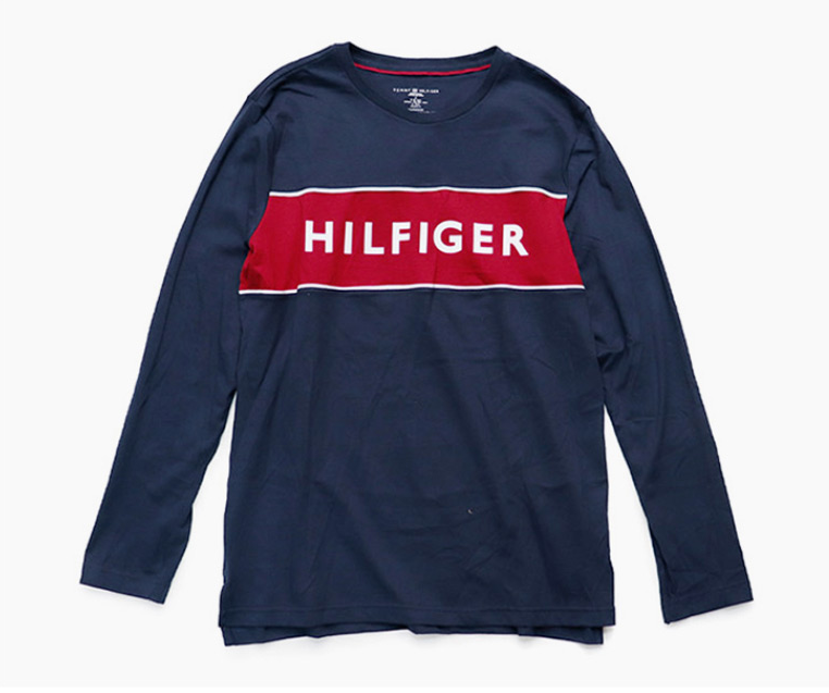 TOMMY HILFIGER 汤米·希尔费格 男士新款纯棉撞色长袖T恤 09T3710DARK143元包邮（码全）