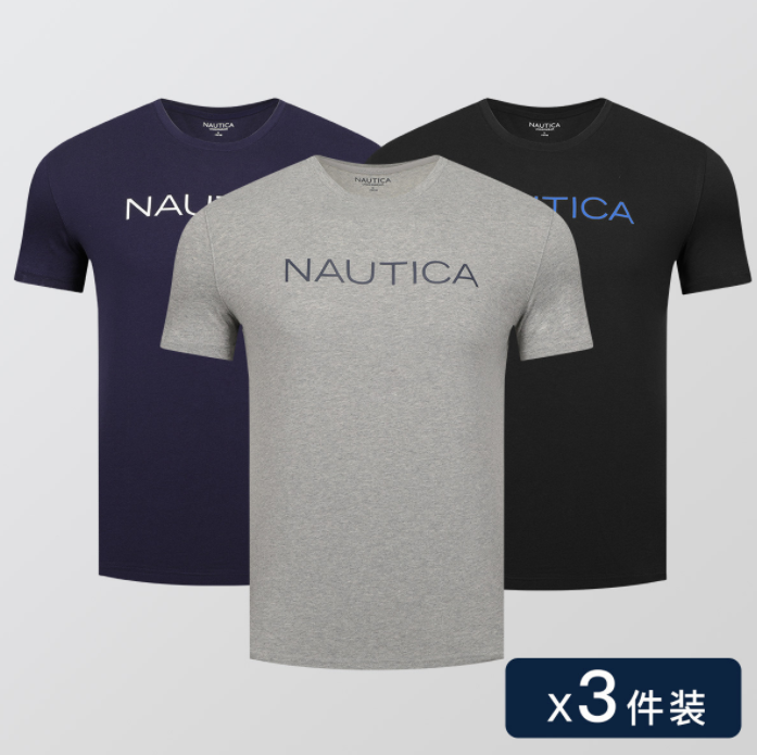 NAUTICA 诺帝卡 男士短袖T恤 3件装181元包邮（需领券）