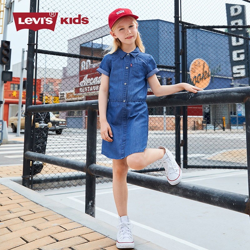 Levi's 李维斯 2021新款女童牛仔短袖连衣裙 2色（110~160cm）159元包邮（需领券）