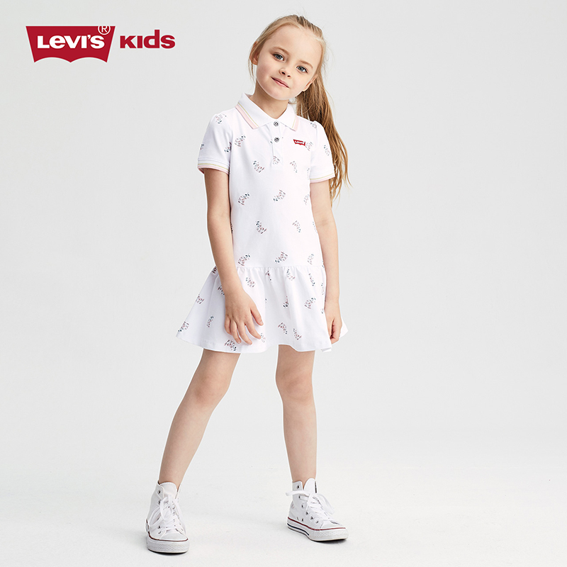 Levi's 李维斯 2021新款女童短袖Polo裙 2色（105~160cm）124.2元包邮（双重优惠）