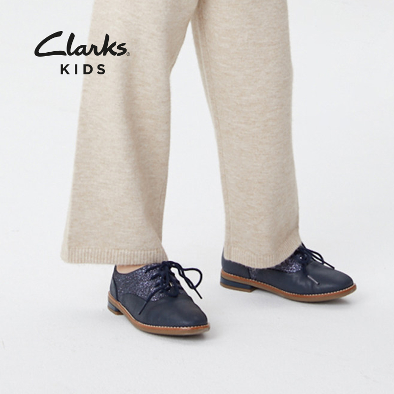 Clarks 其乐 Drew Wow 女童系带英伦风皮鞋 2色99元包邮（需领券）