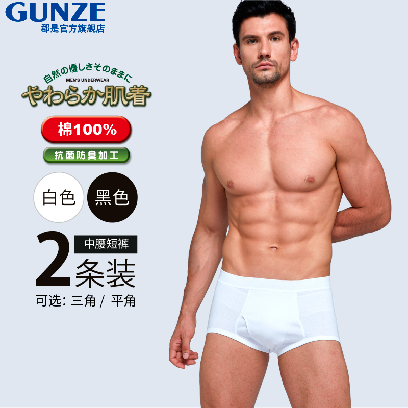 GUNZE 郡是 男士纯棉三角内裤 2条装 SV61302新低34.26元（天猫旗舰店126元）