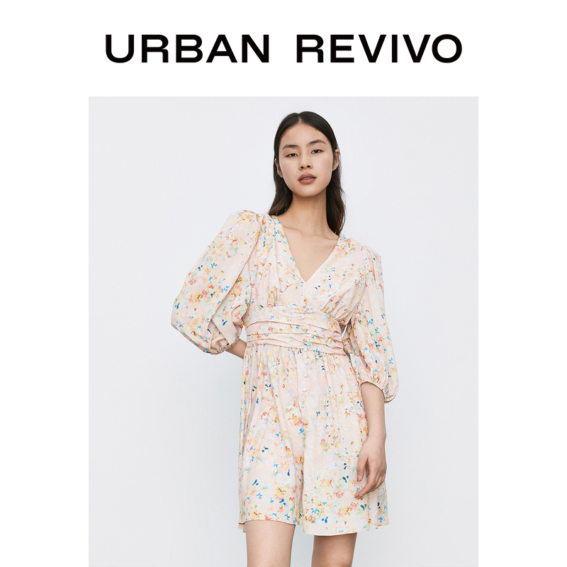 URBAN REVIVO 2021新款女士清新碎花宝藏连衣裙新低111元包邮（需领券）