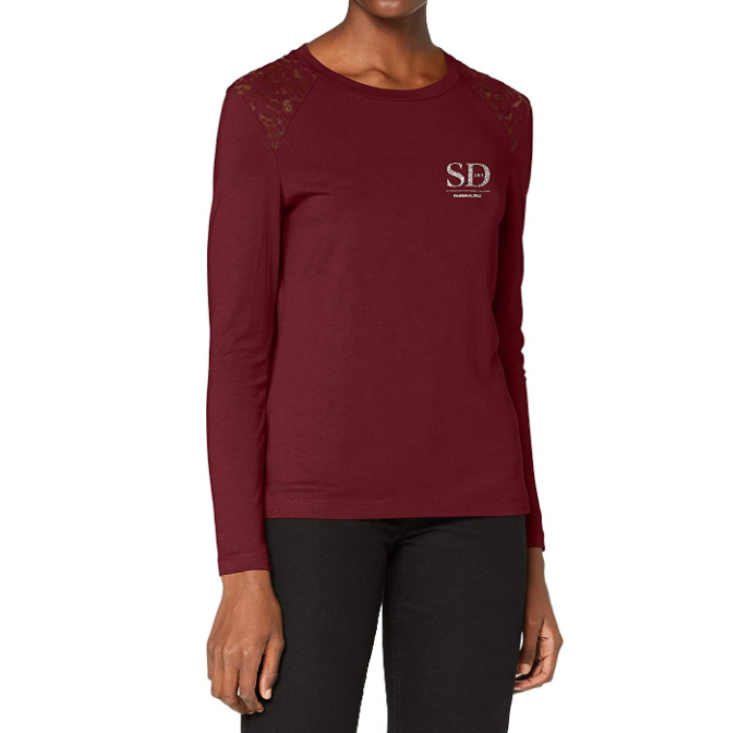 Superdry 极度干燥 NYC 女士肩部蕾丝图案纯棉长袖T恤 W6010363A新低136.42元