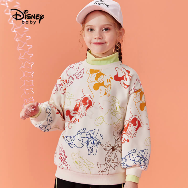 Disney baby 迪士尼 2021新款 儿童一体绒加厚保暖卫衣 （90-150cm）5款89.9元包邮（需领券）