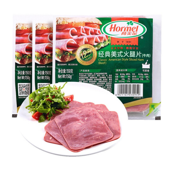 临期特价，Hormel 荷美尔 经典美式牛肉火腿片 150g*3袋*6件155.5元包邮（新低8.63元/袋）