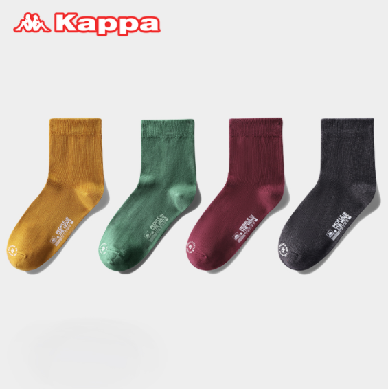 Kappa 卡帕 情侣精梳棉防滑抗菌中筒袜 4双装 KP0W17新低29元包邮（需领券）