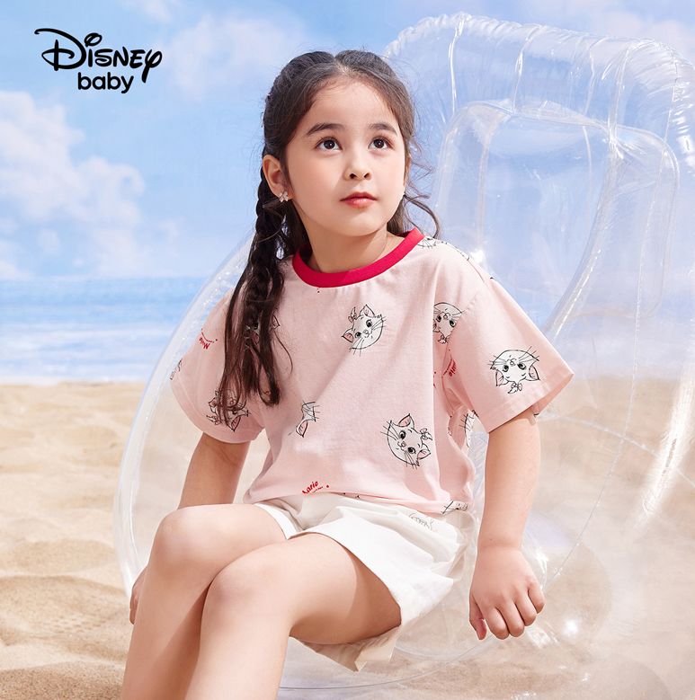 Disney baby 迪士尼 2022夏季新款女童短袖T恤 （100~160码）4色39.9元包邮（需领券）