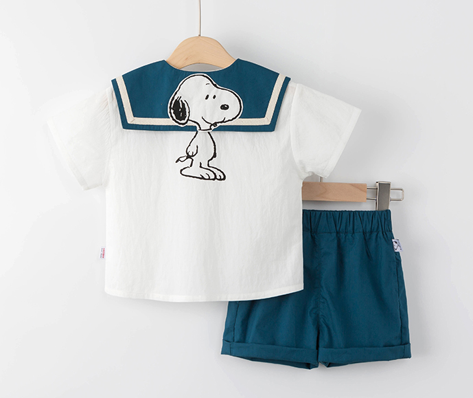 Snoopy 史努比 2022春夏新款男/女童海军领校园风套装（80~140码）2款57.4元包邮（需领券）
