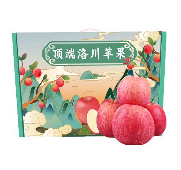 陕西洛川富士苹果 臻品礼盒 75mm*12枚44.9元包邮（需领券）