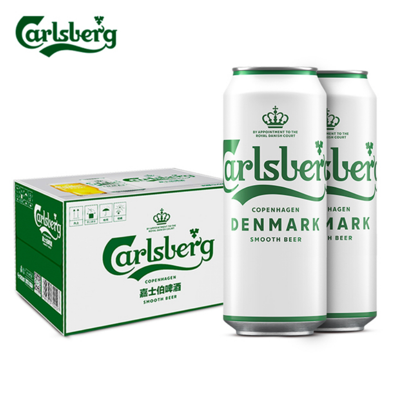 Carlsberg 嘉士伯 醇滑啤酒 500mL*24听 赠白啤酒500ml*3罐新低100元包邮（双重优惠）
