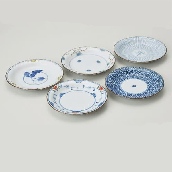 Saikaitoki 西海陶器 波佐见烧 染锦绘变系列 日式和风陶瓷餐盘 16cm*5件套129元