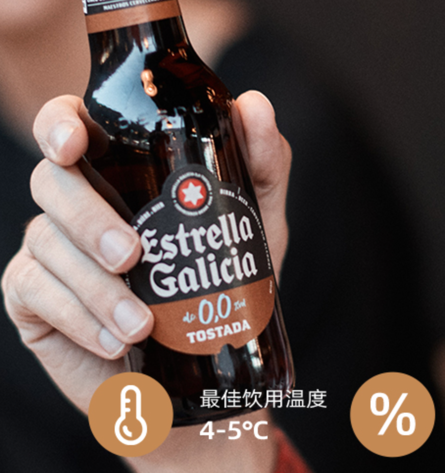 西班牙原装进口，Estrella Galicia 埃斯特拉 零度无醇拉格烤啤酒 250mL*12瓶69元包邮（需领券）