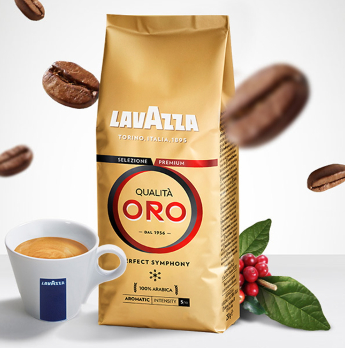 意大利进口，Lavazza 乐维萨 ORO欧罗金标咖啡豆 1KG*2袋装+凑单品225.05元包邮（咖啡豆107.53元/件）