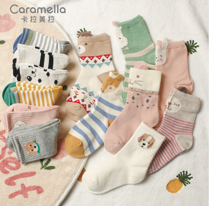 Caramella 卡拉美拉 可爱日系棉质中筒袜 2双*4件 多款可选25.9元包邮（拍4件）