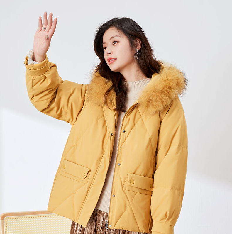 冰洁 2022年秋新款女士貉子毛领短款连帽羽绒服 4色199元包邮（双重优惠）