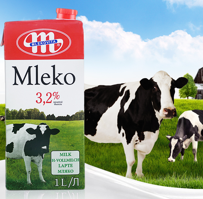 88VIP会员，波兰进口 MLEKOVITA 妙可 全脂纯牛奶1L*12盒106.1元包邮（双重优惠）