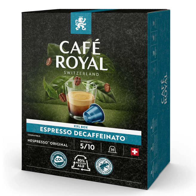 瑞士皇室专享品牌，Café Royal 芮耀 Lungo 低因浓缩胶囊咖啡 强度5 36粒新低60.98元