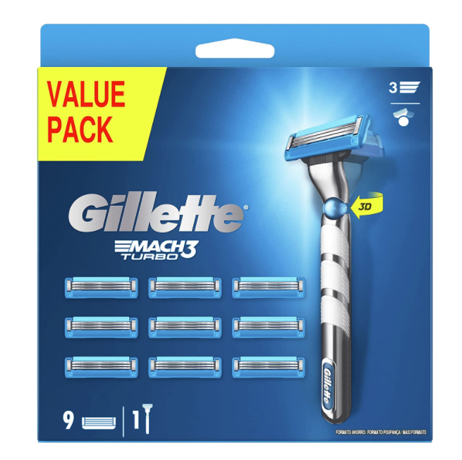 Gillette 吉列 Mach3 Turbo 手动剃须刀套装 1刀架+9刀头129.46元（可3件92折）