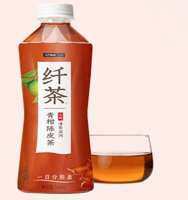 元气森林出品，纤茶 无糖青柑陈皮茶 500mL*15瓶整箱64.9元包邮（双重优惠）