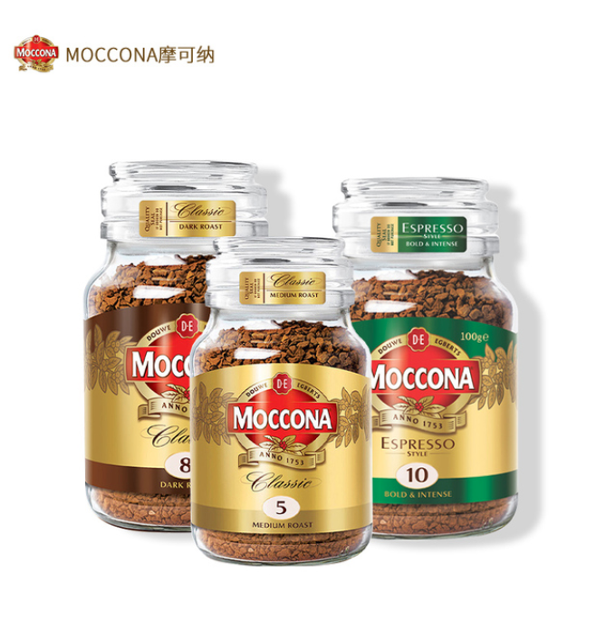 Moccona 摩可纳 深度烘焙冻干黑咖啡 100g 多口味可选49元包邮（需领券）