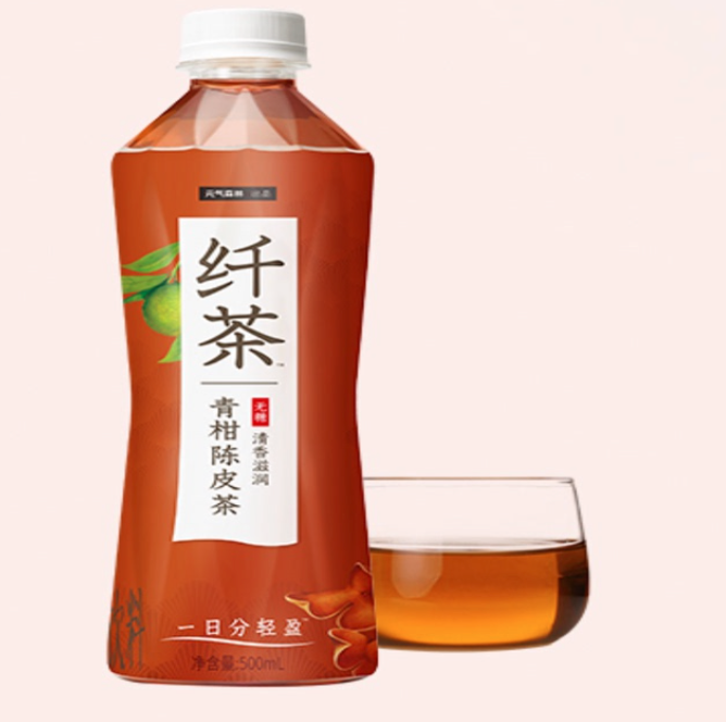 元气森林出品，纤茶 无糖青柑陈皮茶 500mL*15瓶整箱新低59.9元包邮（双重优惠）