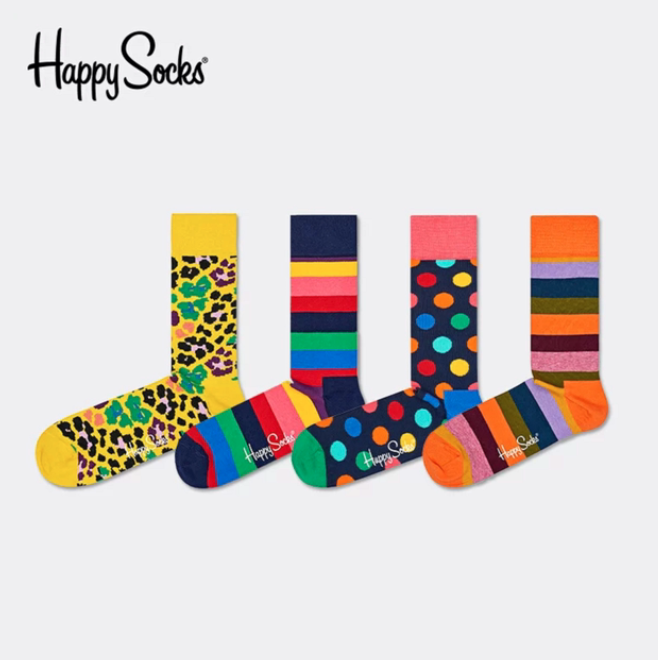 袜子界时尚担当，Happy Socks 女士潮牌彩色条纹袜 多款可选39元包邮（需领券）