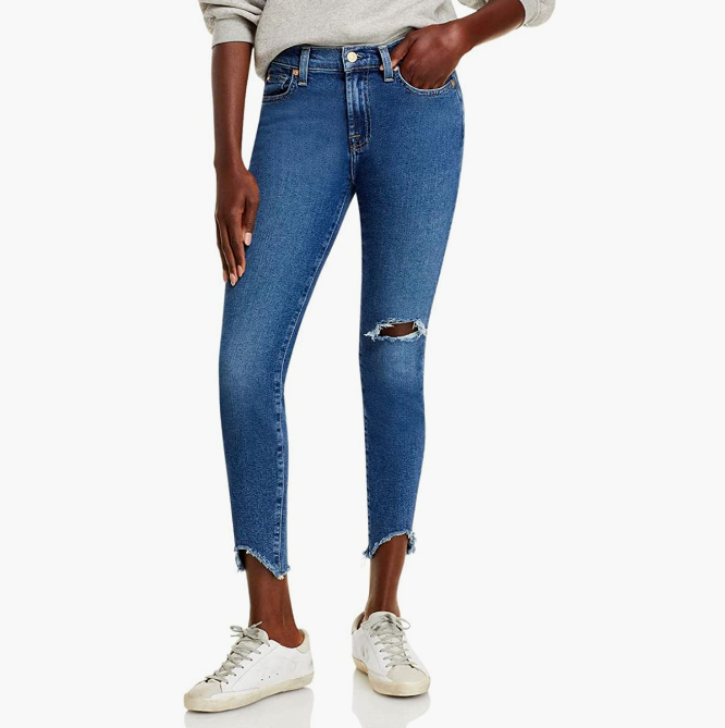 7 For All Mankind 女式高腰七分直筒破洞牛仔裤 7U344213434.29元