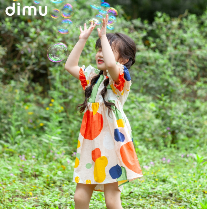 dimu 笛牧 2023年夏新款儿童女童涂鸦印花纯棉连衣裙69元包邮（需领券）