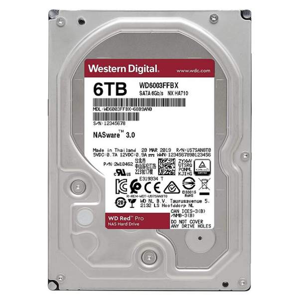 Western Digital 西部数据 Red Pro 红盘Pro系列 企业级 网络存储NAS硬盘6TB新低680.7元（京东自营1349元）