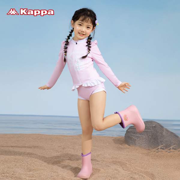 Kappa 卡帕 2023年夏新款 女童印花长袖防晒分体泳衣 KP235095-249.9元包邮（需领券）