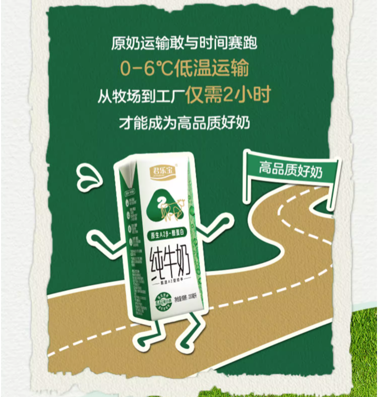 高端A2牛奶，君樂寶 A2β-酪蛋白純牛奶 200mL*10盒新低19.9元包郵