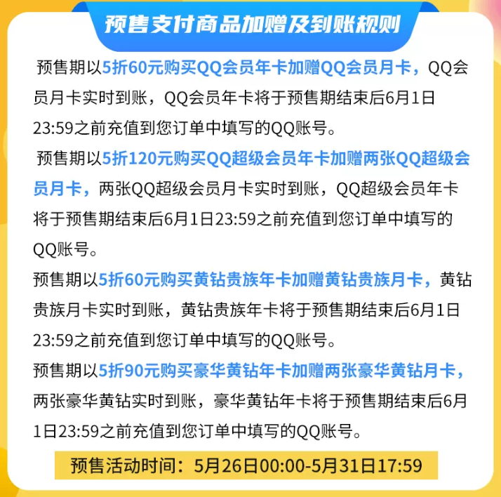 腾讯QQ 会员年卡12个月60元秒充