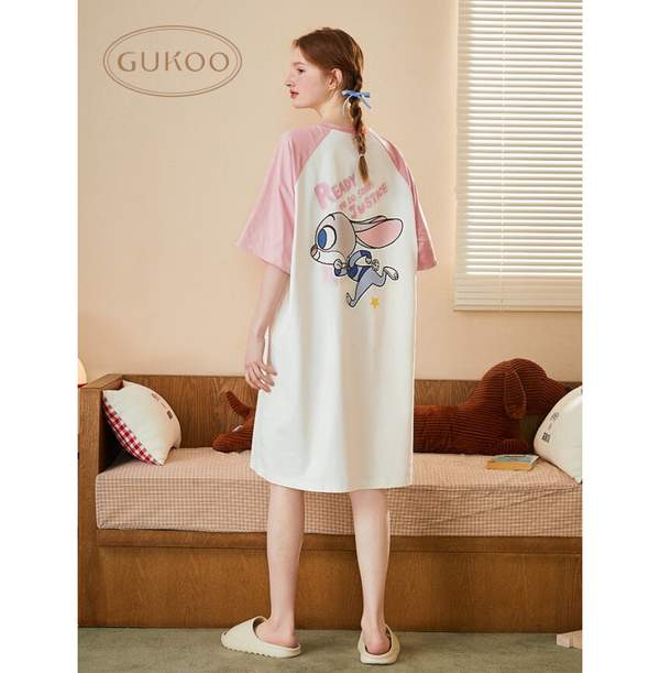 GUKOO 果壳 迪士尼联名系列 女士纯棉短袖睡裙 6款新低39元包邮（双重优惠）