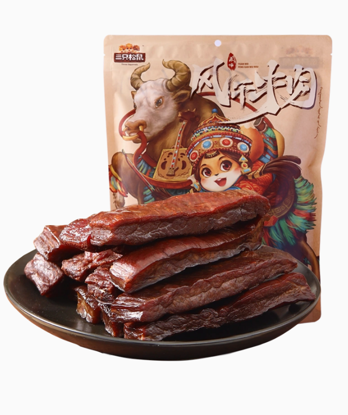 三只松鼠 风干牛肉 500g（约26～28小包）史低64元包邮（多重优惠）