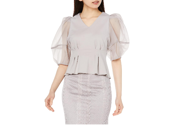 SNIDEL 2023夏新品女士V领泡泡袖褶皱衬衫SWCT231201276.9元（天猫740元）