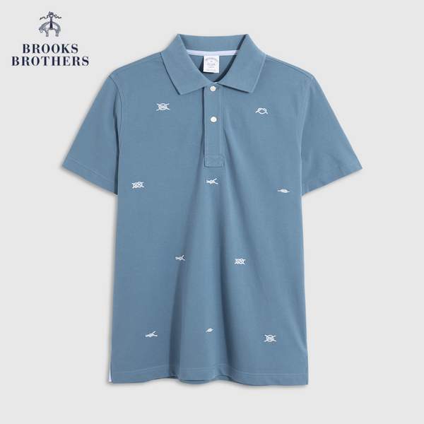 Brooks Brothers 布克兄弟 23夏新款 男士纯棉珠地网眼刺绣短袖POLO衫394.63元